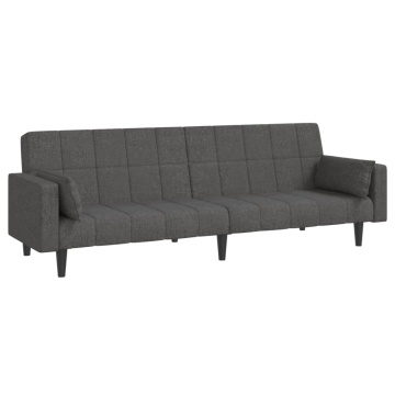 Canapea extensibilă cu 2 locuri, 2 perne, gri închis, textil - Img 8