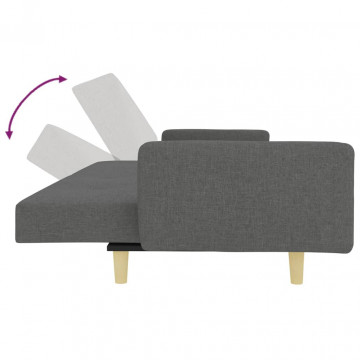 Canapea extensibilă cu taburet, 2 locuri, gri închis, textil - Img 5