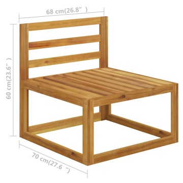 Canapea modulară de mijloc, perne alb crem, lemn masiv acacia - Img 5