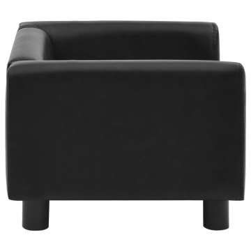 Canapea pentru câini, negru, 60x43x30 cm pluș & piele ecologică - Img 8