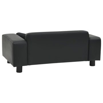Canapea pentru câini, negru, 81x43x31cm, pluș & piele ecologică - Img 4