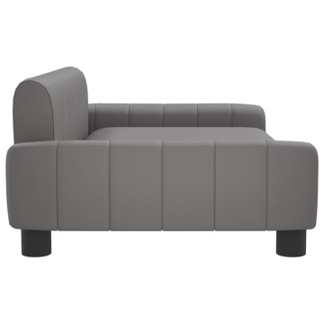 Canapea pentru copii, gri, 90x53x30 cm, piele ecologică - Img 4