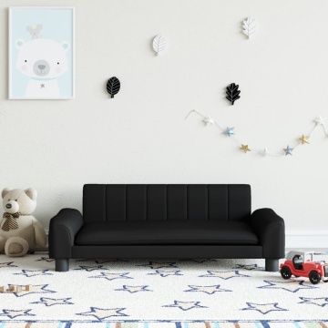 Canapea pentru copii, negru, 90x53x30 cm, piele ecologică - Img 1