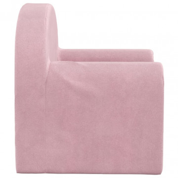 Canapea pentru copii, roz, pluș moale - Img 4