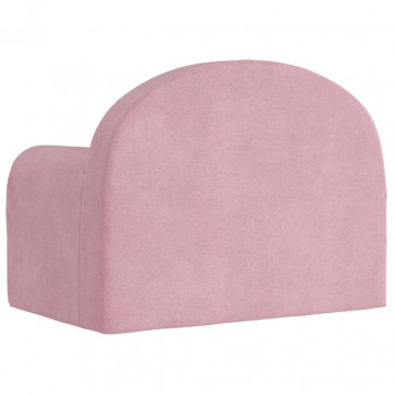 Canapea pentru copii, roz, pluș moale - Img 7