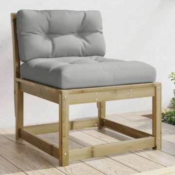 Canapele de grădină cu perne, 2 buc., lemn de pin tratat - Img 3