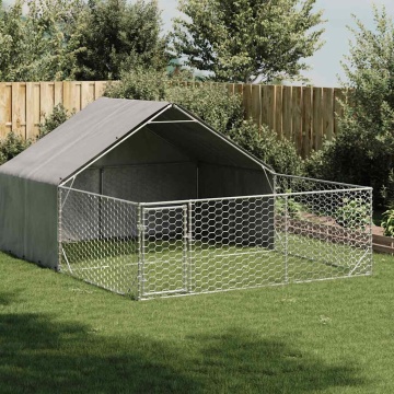 Canisa de exterior cu alergare 4x3x1,9 m otel galvanizat - Img 1