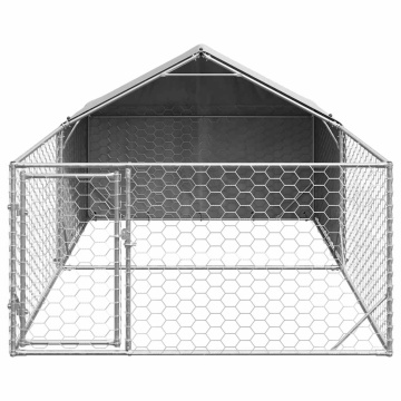 Canisa de exterior cu alergare 5x2x1,5 m otel galvanizat - Img 3