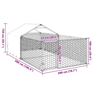 Canisa de exterior cu alergare 5x2x1,5 m otel galvanizat - Img 7