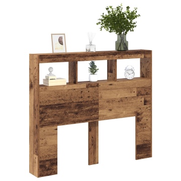 Cap de Pat Lemn Vechi 120 x 17 x 102 cm Cap de Pat Rustic Stocare - Img 2