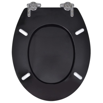 Capac WC cu închidere silențioasă negru MDF design simplu - Img 8