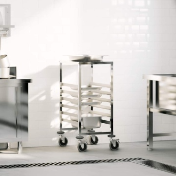 Cărucior cu tăvi cu 6 containere GN 39x55x87 cm oțel inoxidabil - Img 1