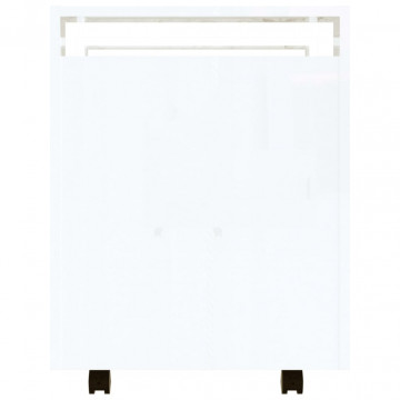 Cărucior de birou, alb extralucios, 60x45x60 cm, lemn prelucrat - Img 7