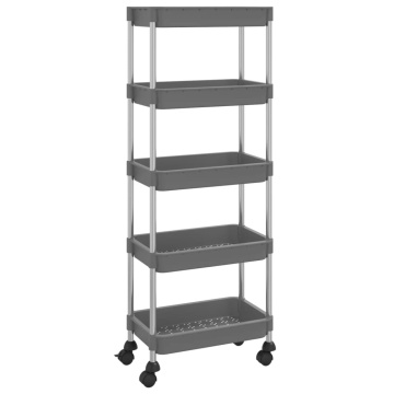 Cărucior de bucătărie 5 niveluri gri 42x29x128 cm fier și ABS - Img 2