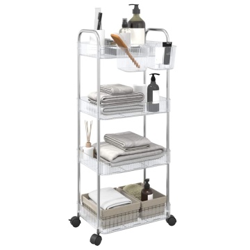 Cărucior de depozitare cu 4 niveluri, transparent acrilic - Img 1