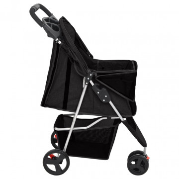 Cărucior pliabil pentru câini negru 80x46x98 cm țesătură Oxford - Img 8