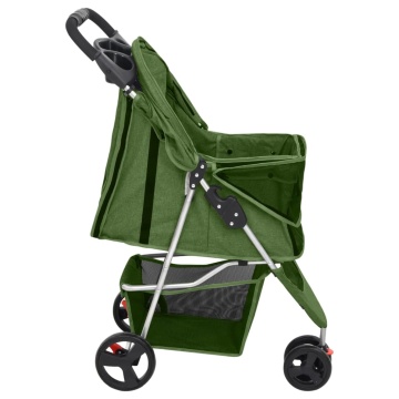 Cărucior pliabil pentru câini verde 80x46x98 cm țesătură Oxford - Img 8