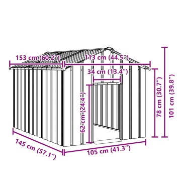 Casă pentru câini cu acoperiș 113x153x101 cm oțel galvanizat - Img 6