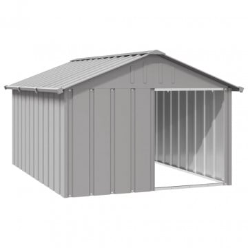 Casă pentru câini, gri, 116,5x153x81,5 cm, oțel galvanizat - Img 1