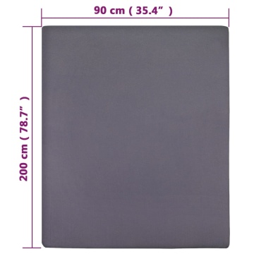 Cearșaf de pat cu elastic, 2 buc., antracit, 90x200 cm, bumbac - Img 5