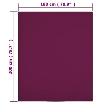 Cearșaf de pat cu elastic, 2 buc., bordo, 180x200 cm, bumbac - Img 4