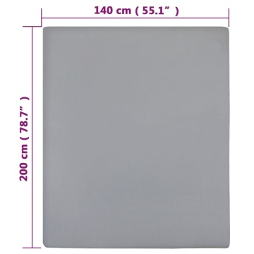 Cearșaf de pat cu elastic, 2 buc., gri, 140x200 cm, bumbac - Img 5