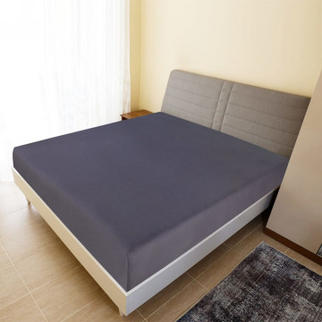 Cearșaf de pat cu elastic, antracit, 140x200 cm, bumbac - Img 1