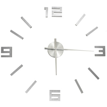 Ceas de perete 3D, argintiu, 100 cm, XXL, design modern - Img 2