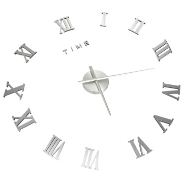 Ceas de perete 3D, argintiu, 100 cm, XXL, design modern - Img 3