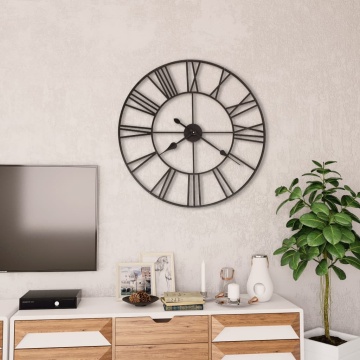 Ceas de perete vintage, cu cuarț, lemn și metal, XXL, 80 cm - Img 2