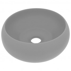 Chiuvetă baie lux gri deschis mat 40x15 cm ceramică rotund - Img 2