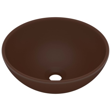 Chiuvetă baie lux maro închis mat 32,5x14 cm ceramică rotund - Img 2