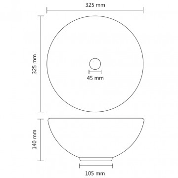 Chiuvetă baie lux, negru mat, 32,5x14 cm, ceramică, rotund - Img 5