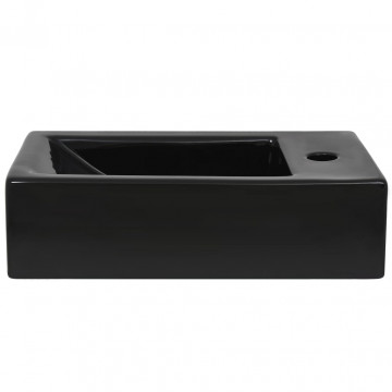 Chiuvetă cu orificiu robinet, negru, 46x25,5x12, ceramică - Img 6