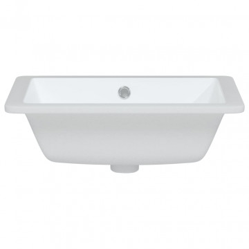 Chiuvetă de baie, alb, 46,5x35x18 cm, pătrată, ceramică - Img 4