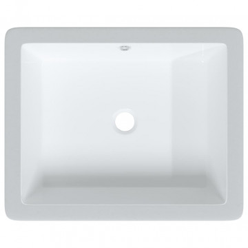 Chiuvetă de baie, alb, 50x40,5x18,5 cm, pătrată, ceramică - Img 6