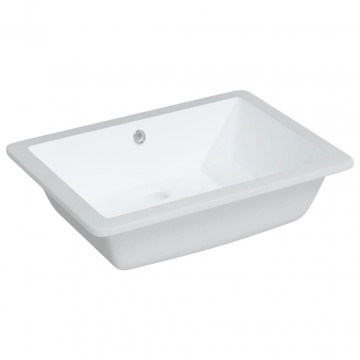 Chiuvetă de baie, alb, 55,5x40x18,5 cm, pătrată, ceramică - Img 2
