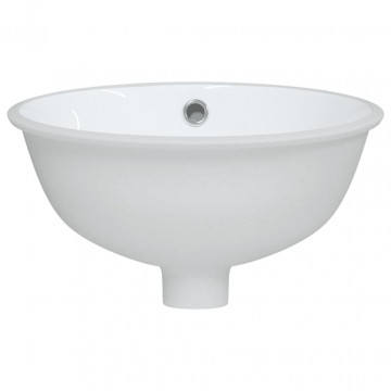 Chiuvetă de baie albă 33x29x16,5 cm, ovală, ceramică - Img 4