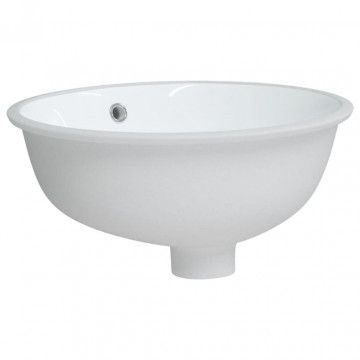Chiuvetă de baie albă 37x31x17,5 cm, ovală, ceramică - Img 3