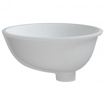 Chiuvetă de baie albă 37x31x17,5 cm, ovală, ceramică - Img 5