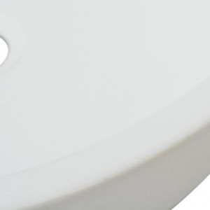 Chiuvetă de baie din ceramică, rotundă, 42 x 12 cm, alb - Img 4