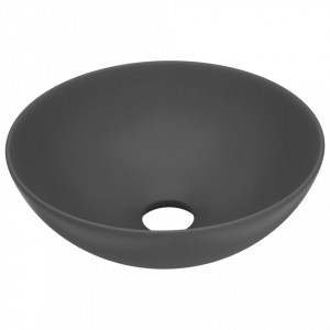 Chiuvetă de baie, gri închis, ceramică, rotund - Img 2