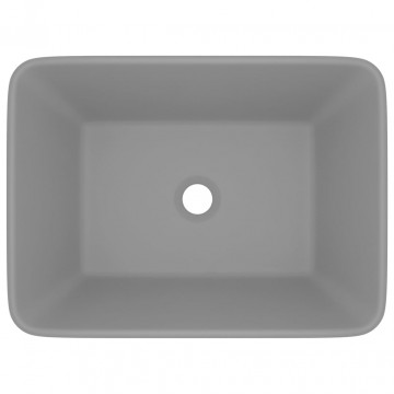 Chiuvetă de baie lux, gri deschis mat, 41x30x12 cm, ceramică - Img 3