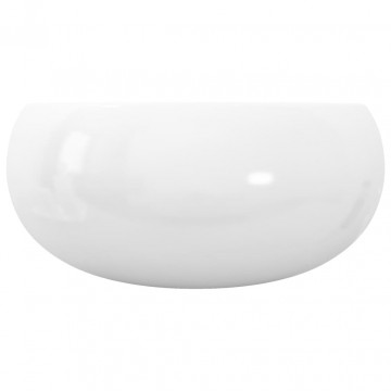 Chiuvetă de baie rotundă, alb, 40 x 15 cm, ceramică - Img 6