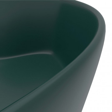 Chiuvetă de lux cu preaplin verde închis mat 36x13 cm ceramică - Img 5