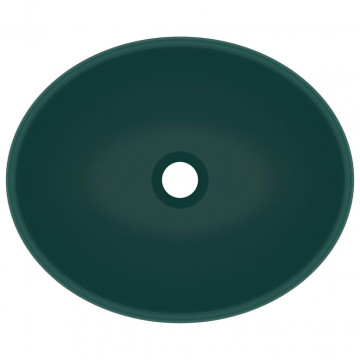 Chiuvetă de lux, verde mat, 40 x 33 cm, ceramică, formă ovală - Img 4