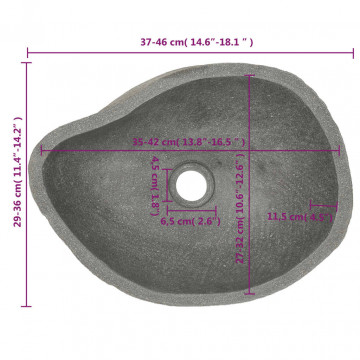Chiuvetă din piatră de râu, 38-45 cm, oval - Img 6
