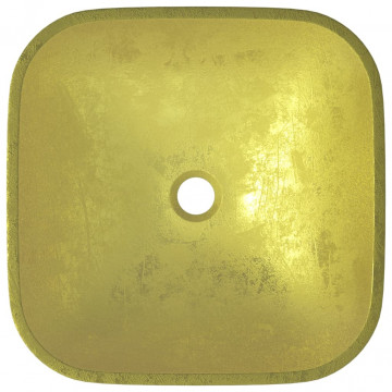 Chiuvetă din sticlă, auriu, 42x42x14 cm - Img 4
