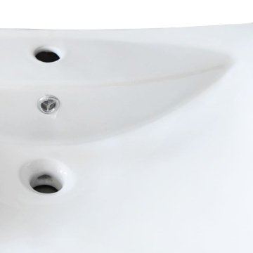 Chiuvetă dreptunghiulară cu preaplin & gaură robinet, ceramică - Img 5