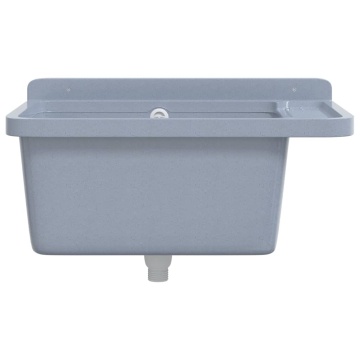 Chiuvetă lavoar pentru montare pe perete gri 60x40x28 cm rășină - Img 4